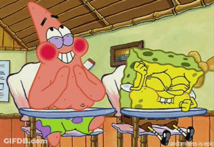 Patrick And Spongebob In Classroom GIF