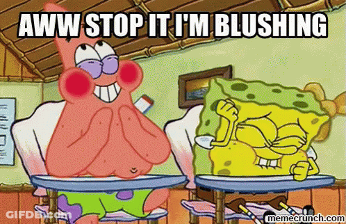 Patrick And SpongeBob Saying Aww Stop It I Blushing GIF