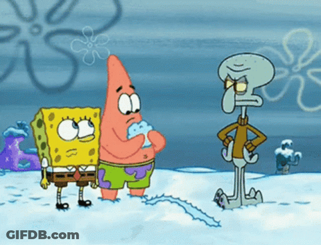 Patrick And Squidward Snowball Fight GIF