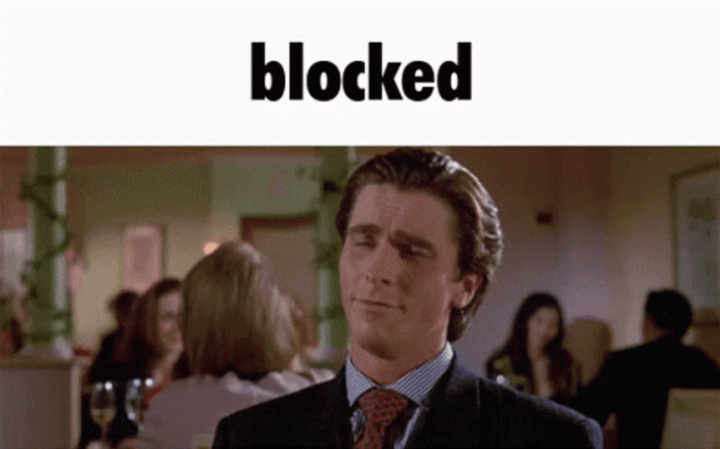 Patrick Bateman Blocked Meme GIF