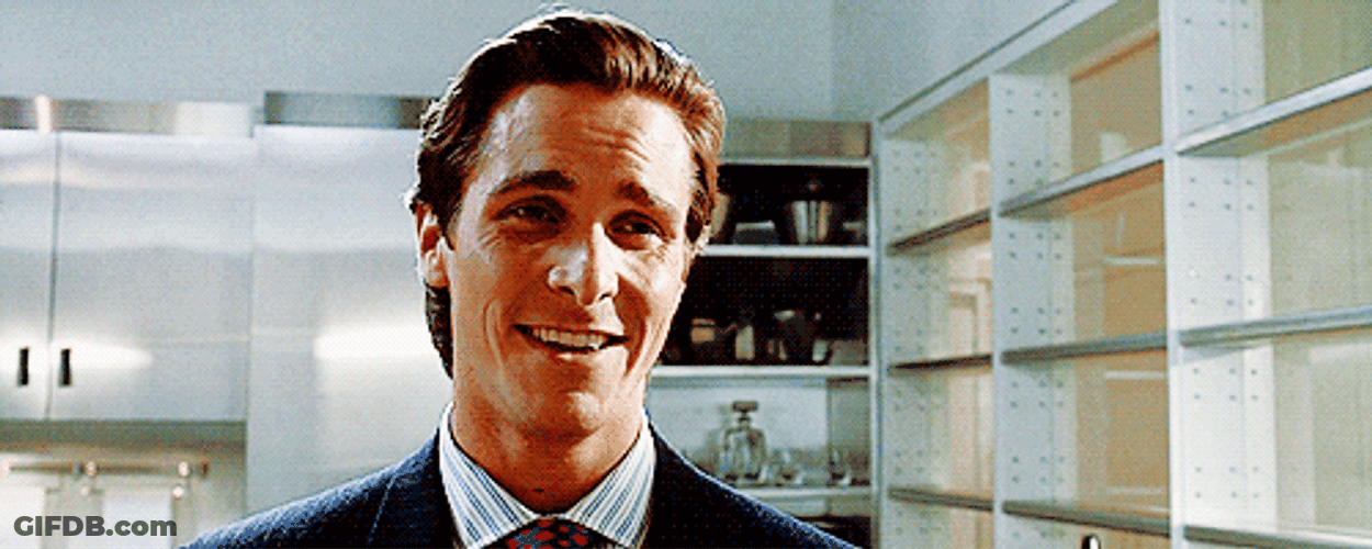 Patrick Bateman Fake Smiling GIF