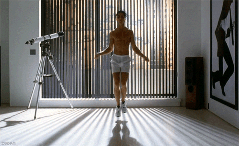 Patrick Bateman Jumping Rope GIF