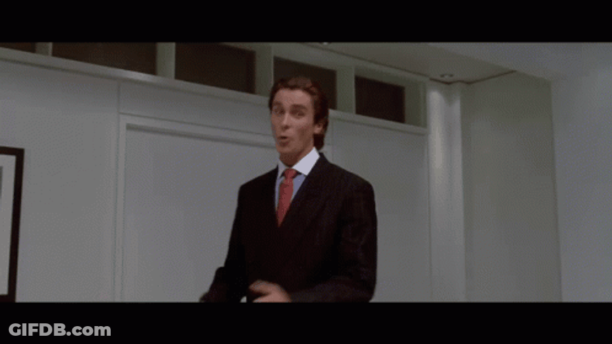 Patrick Bateman Making Explanation GIF