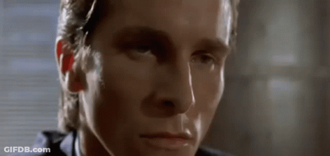 Patrick Bateman Uneasy Response GIF