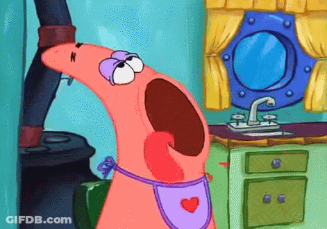 Patrick Cartoon Wearing Pink Apron GIF