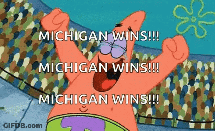 Patrick Cheering Michigan Wolverines GIF