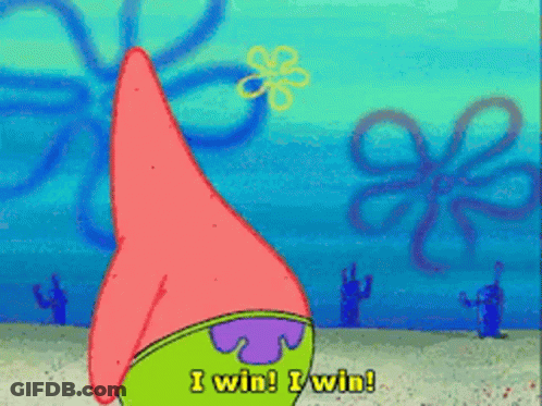 Patrick From Spongebob Squarepants Says I Win I Win GIF
