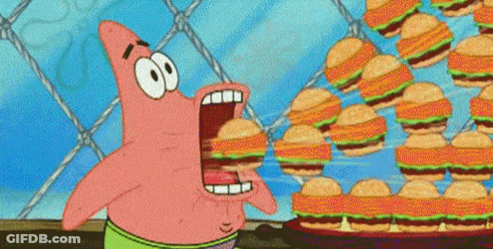Patrick Grabbing All Of The Whataburger GIF