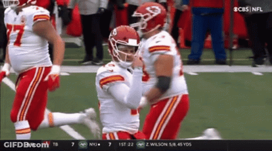 Patrick Mahomes Celebration Running Backwards GIF