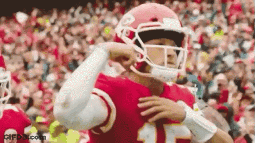 Patrick Mahomes Flexing Muscles GIF
