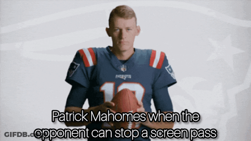 Patrick Mahomes Holding Football When Opponent Stops Screen Pass GIF