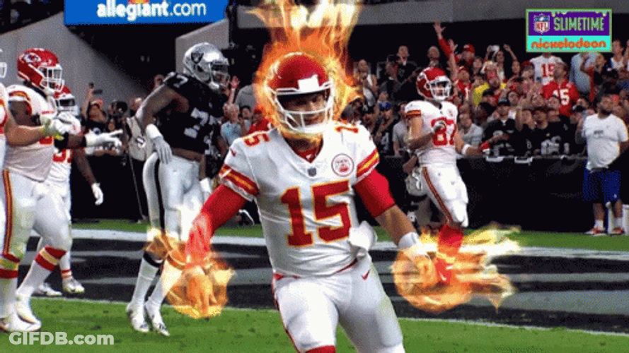 Patrick Mahomes NFL Football Fire Happy GIF