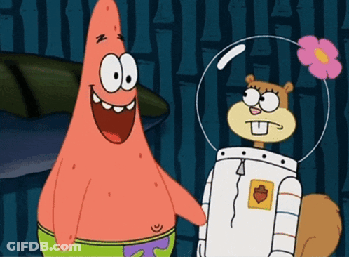 Patrick Star And Sandy Cheeks Smiling GIF