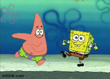 Patrick Star And Spongebob Are Dancing Together In The Water GIF