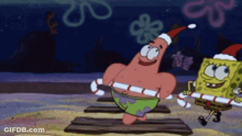 Patrick Star And Spongebob Are Holding Candy Canes GIF