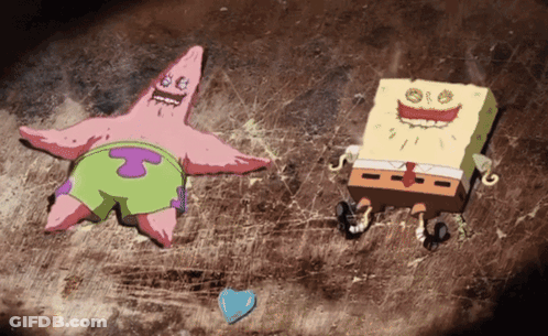 Patrick Star And Spongebob Are Laying On The Ground With A Heart In The Middle GIF