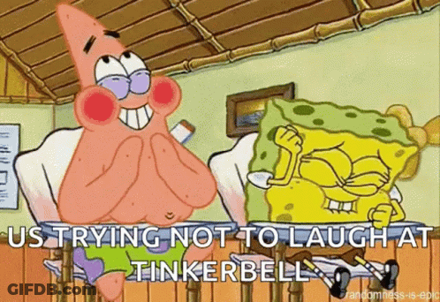 Patrick Star And Spongebob Are Sitting At A Table And Laughing . GIF