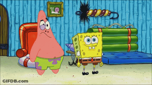 Patrick Star And Spongebob Are Standing Next To Each Other GIF