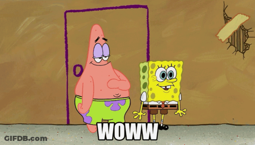 Patrick Star And Spongebob Are Standing Next To Each Other With The Caption They Do Seem Blissfully Brainless GIF