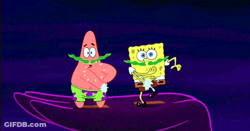Patrick Star And Spongebob Squarepants Are Holding Each Other In Their Hands GIF