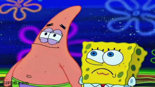 Patrick Star And Spongebob Squarepants Are Standing Next To Each Other In A Cartoon GIF