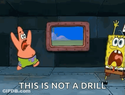 Patrick Star And Spongebob Squarepants Are Standing Next To Each Other In A Room With A Picture On The Wall . GIF