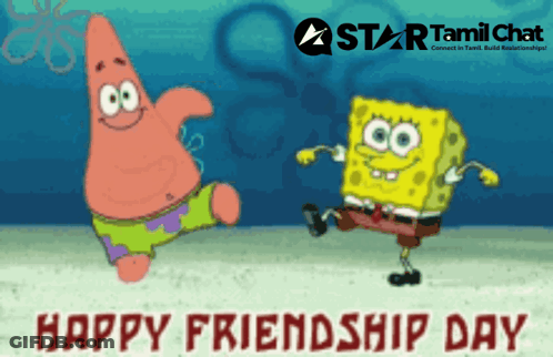 Patrick Star And Spongebob Squarepants Dancing On A Star Tamil Chat Background GIF