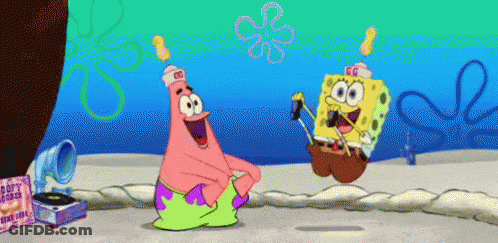 Patrick Star And SpongeBob SquarePants Playing Record Player GIF