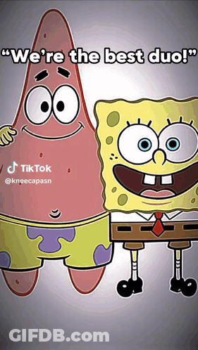 Patrick Star And Spongebob Squarepants Standing Together GIF