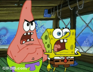 Patrick Star And SpongeBob SquarePants Standing With Mouths Open GIF