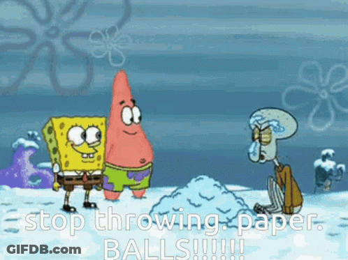 Patrick Star And Squidward Standing In Snow GIF