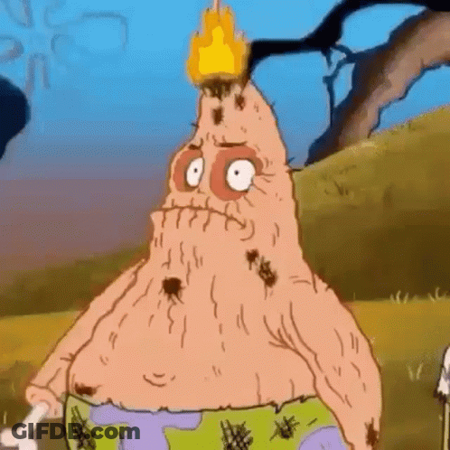 Patrick Star As Caveman With Torch And Bone GIF
