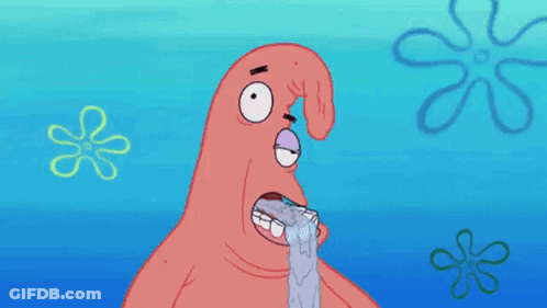 Patrick Star Crying With Water Bottle GIF