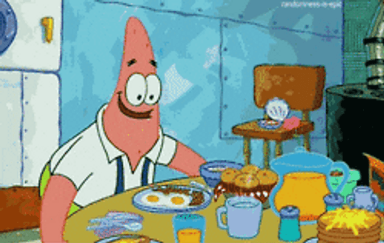 Patrick Star Devouring Breakfast GIF