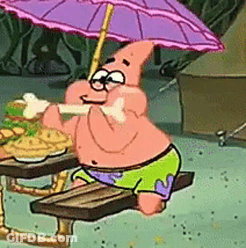 Patrick Star Eating Hamburger GIF