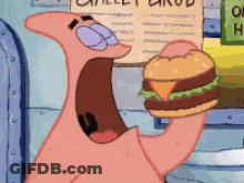 Patrick Star Eating Hamburger GIF