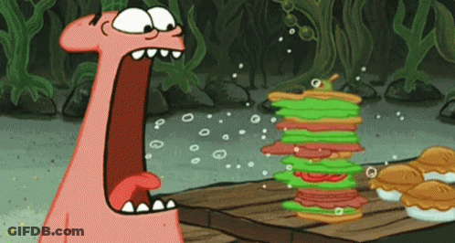 Patrick Star Eating Sandwich GIF