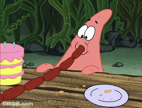 Patrick Star Eating Sausage GIF