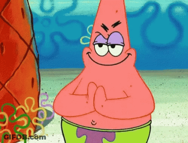 Patrick Star Evil Grin GIF