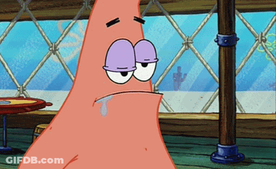 Patrick Star From Spongebob Has A Tear Coming Out Of His Nose GIF