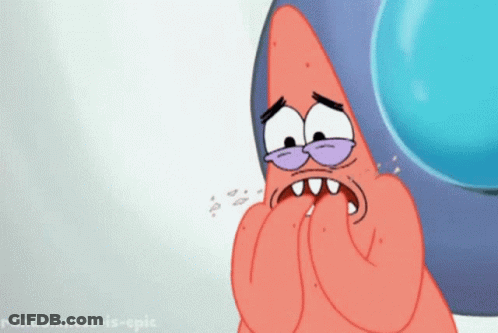 Patrick Star From Spongebob Is Crying And Covering His Mouth GIF