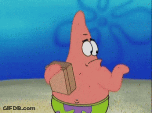 Patrick Star From Spongebob Is Holding A Brick And Says Duh GIF