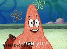 Patrick Star From Spongebob Says I Love You In A Cartoon GIF