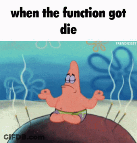 Patrick Star From Spongebob Sits In A Lotus Position With Smoke Coming Out Of His Eyes GIF