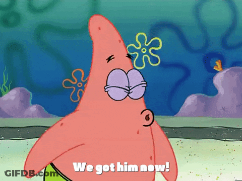 Patrick Star From Spongebob Squarepants Has A Flower On His Head And Says We Got Him Now GIF