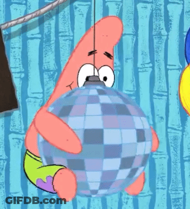 Patrick Star From Spongebob Squarepants Holds A Disco Ball GIF