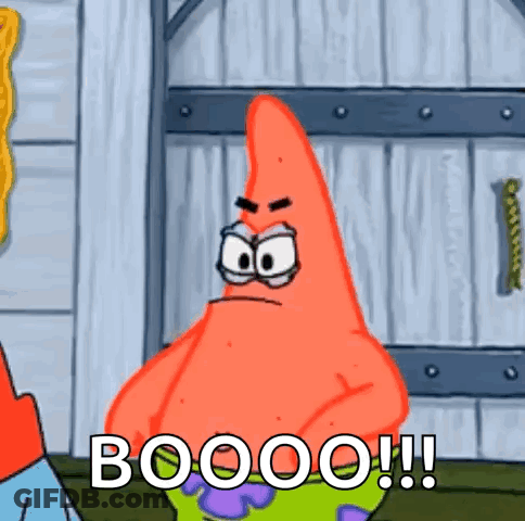 Patrick Star From Spongebob Squarepants Is Angry And Says Booo !! GIF