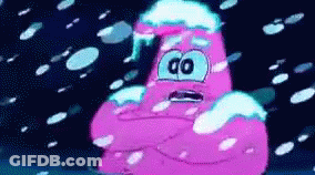 Patrick Star From Spongebob Squarepants Is Covered In Snow And Ice . GIF