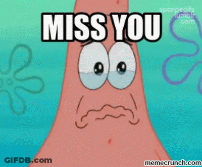 Patrick Star From Spongebob Squarepants Is Crying And Says `` Miss You '' GIF