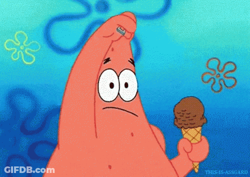 Patrick Star From Spongebob Squarepants Is Eating An Ice Cream Cone GIF